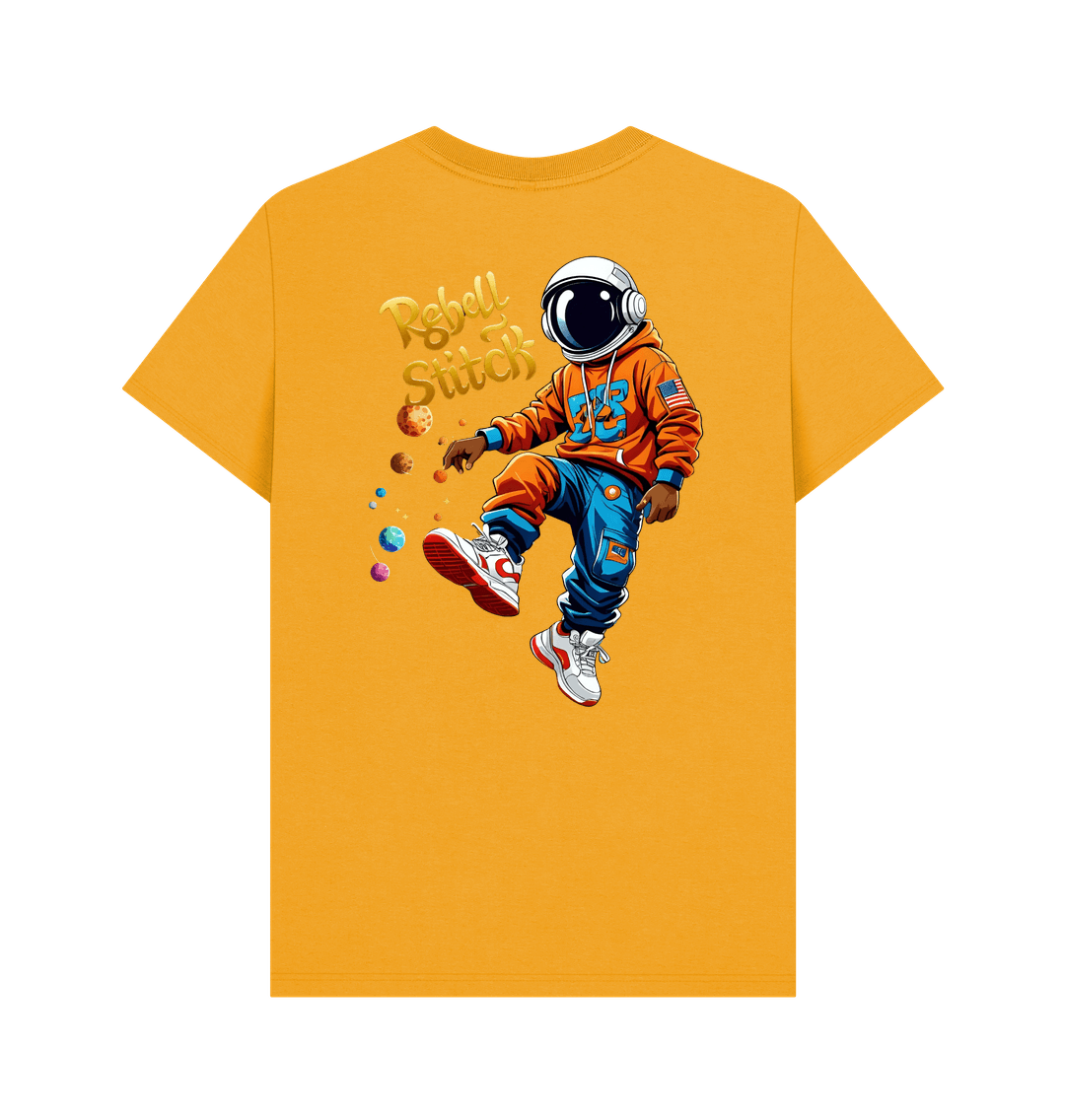 Mustard Rebel Stitch Premium Cotton Short Sleeve T-Shirt Space Edition Back Print #3