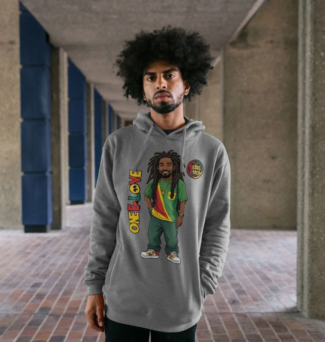 Rebel Stitch Premium Baumwoll-Hoodie „Zion – One Love“ mit Frontdruck #1