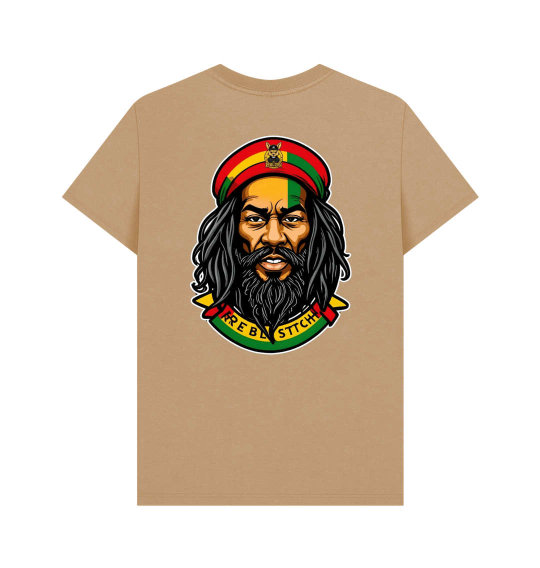 Sand Rebel Stitch Premium Cotton Short Sleeve T-Shirt Zion-One Love Back Print #3