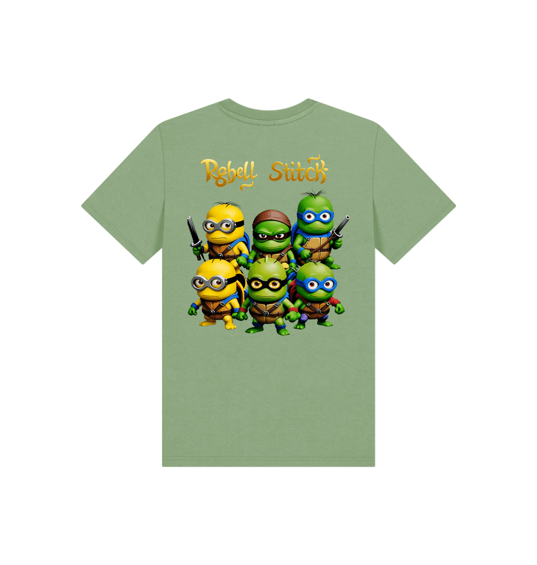 Sage Rebel Stitch Premium Cotton Short Sleeve Kids T-Shirt TMNM Back Print #1