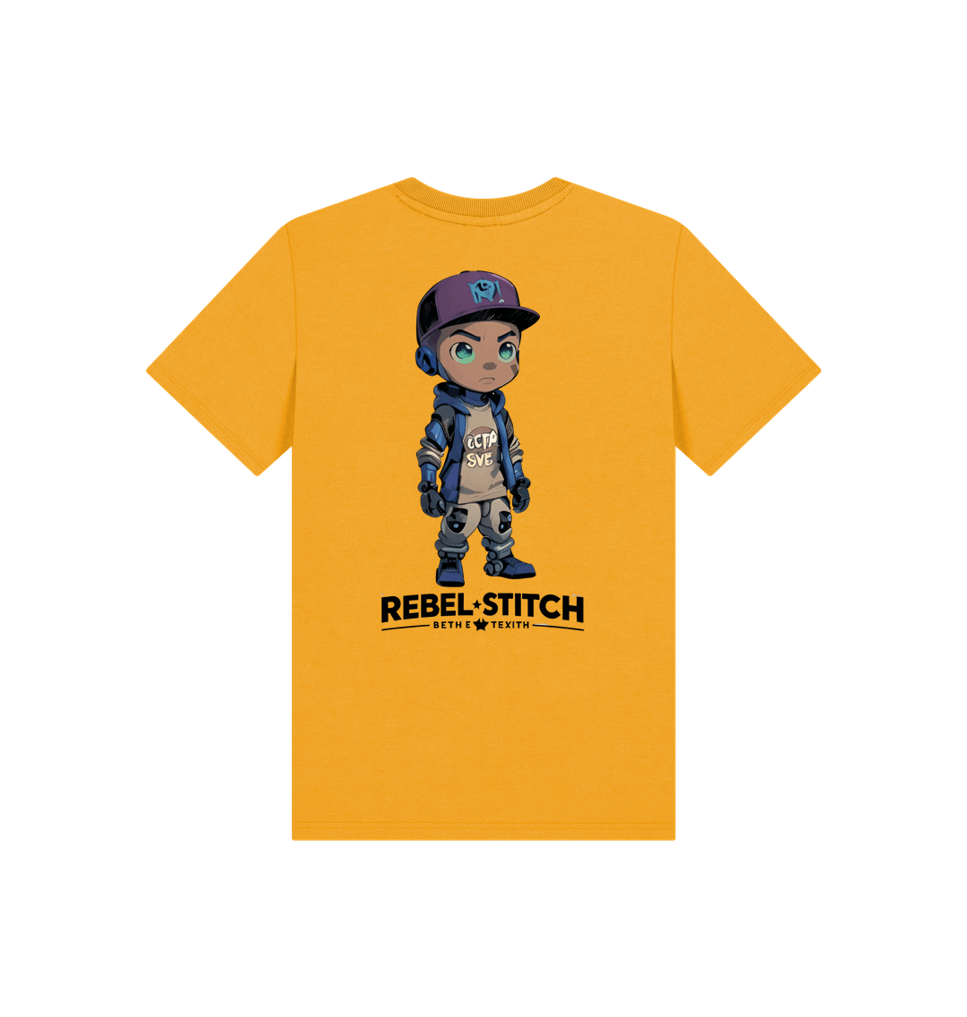 Mustard Rebel Stitch Premium Cotton Short Sleeve Kids T-Shirt Rebel KIds Back Print #2