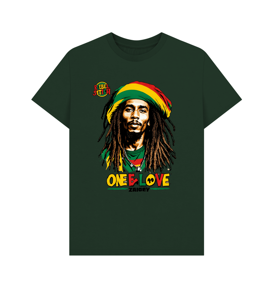 Evergreen Rebel Stitch Premium Cotton Short Sleeve T-Shirt Zion-One Love Front Print #2