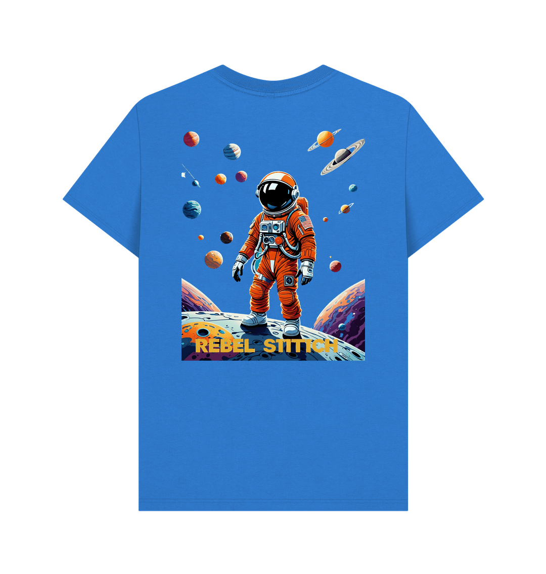 Bright Blue Rebel Stitch Premium Cotton Short Sleeve T-Shirt Space Edition Back Print #4