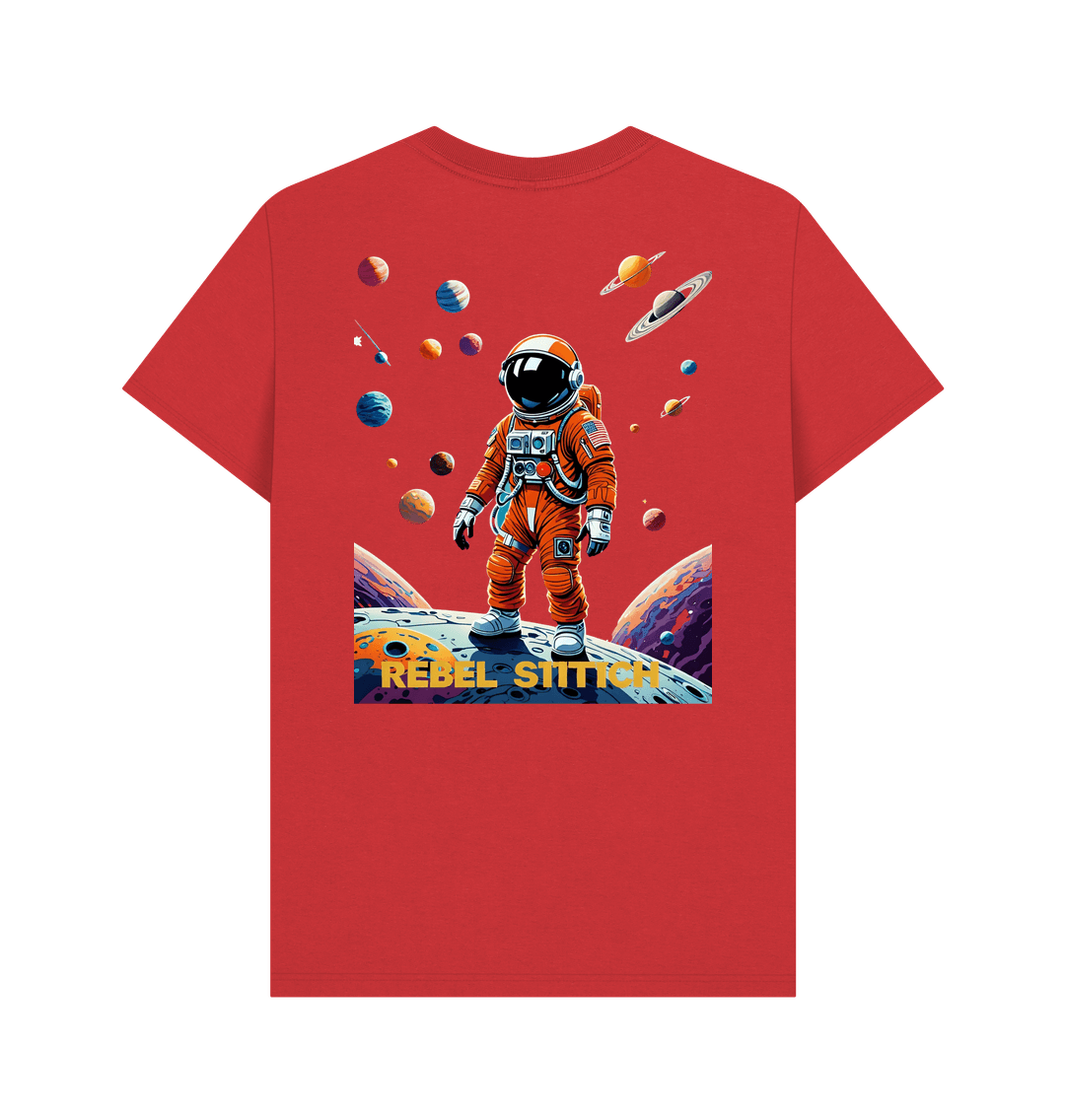 Red Rebel Stitch Premium Cotton Short Sleeve T-Shirt Space Edition Back Print #4