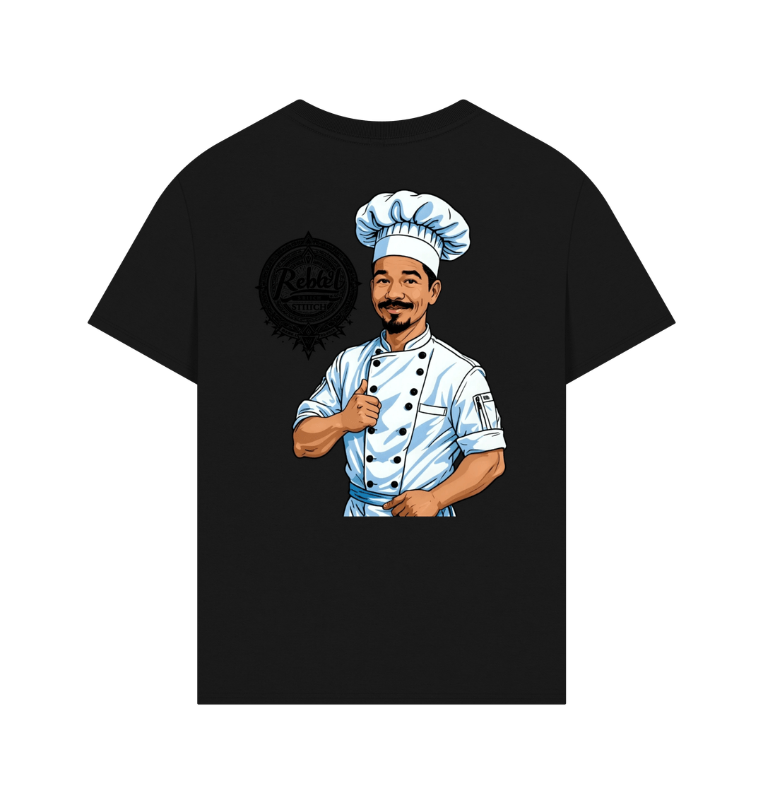 Black Rebel Stitch Premium Cotton Oversized Short Sleeve T-Shirt Chef Edition Back Print #2