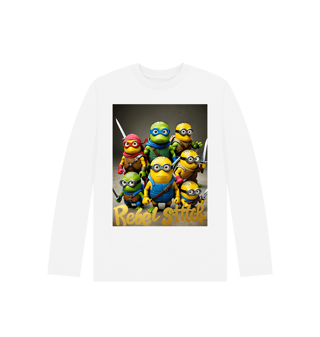 White Rebel Stitch Premium Cotton Long Sleeve Kids T-Shirt TMNM Front Print #4