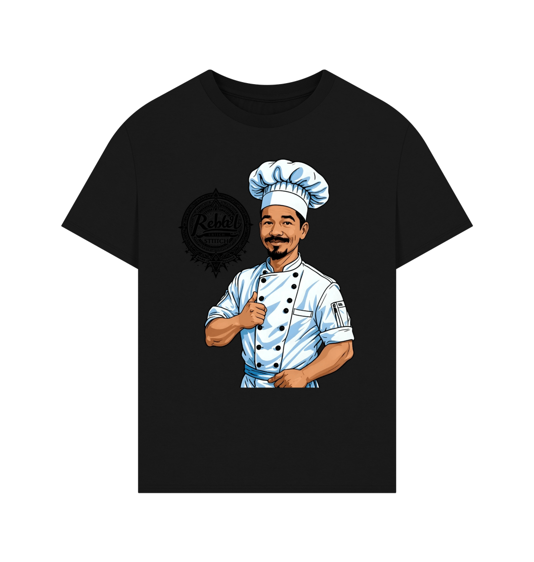 Black Rebel Stitch Premium Cotton Oversized Short Sleeve T-Shirt Chef Edition Front Print #2