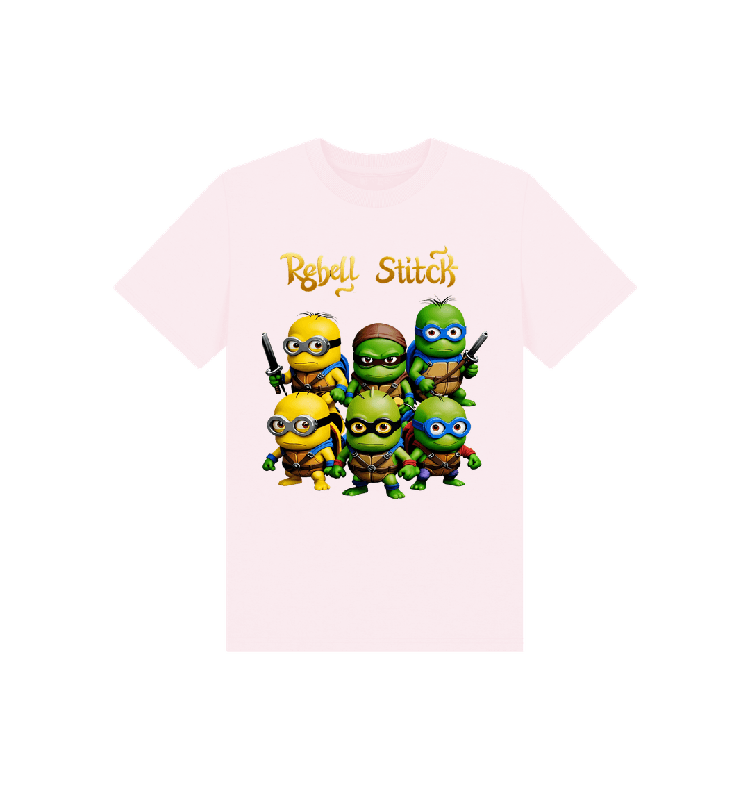 Pink Rebel Stitch Premium Cotton Short Sleeve Kids T-Shirt TMNM Front Print #1