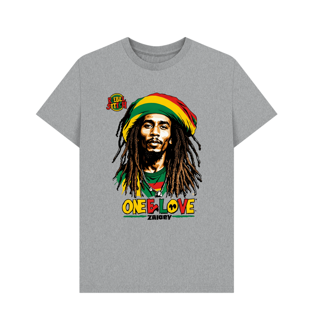 Athletic Grey Rebel Stitch Premium Cotton Short Sleeve T-Shirt Zion-One Love Front Print #2