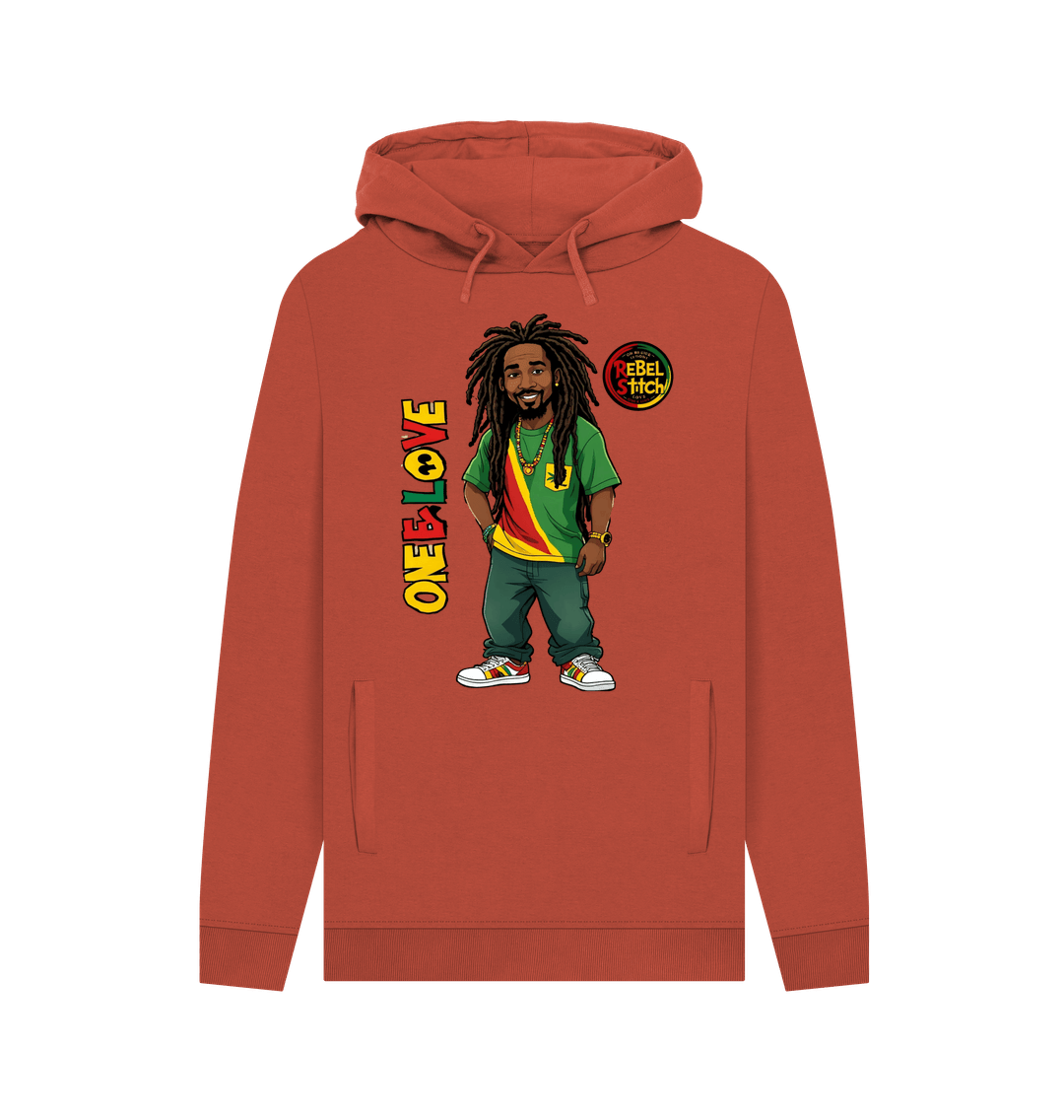 Rust Rebel Stitch Premium Cotton Hoodie Zion-One Love Front Print #1