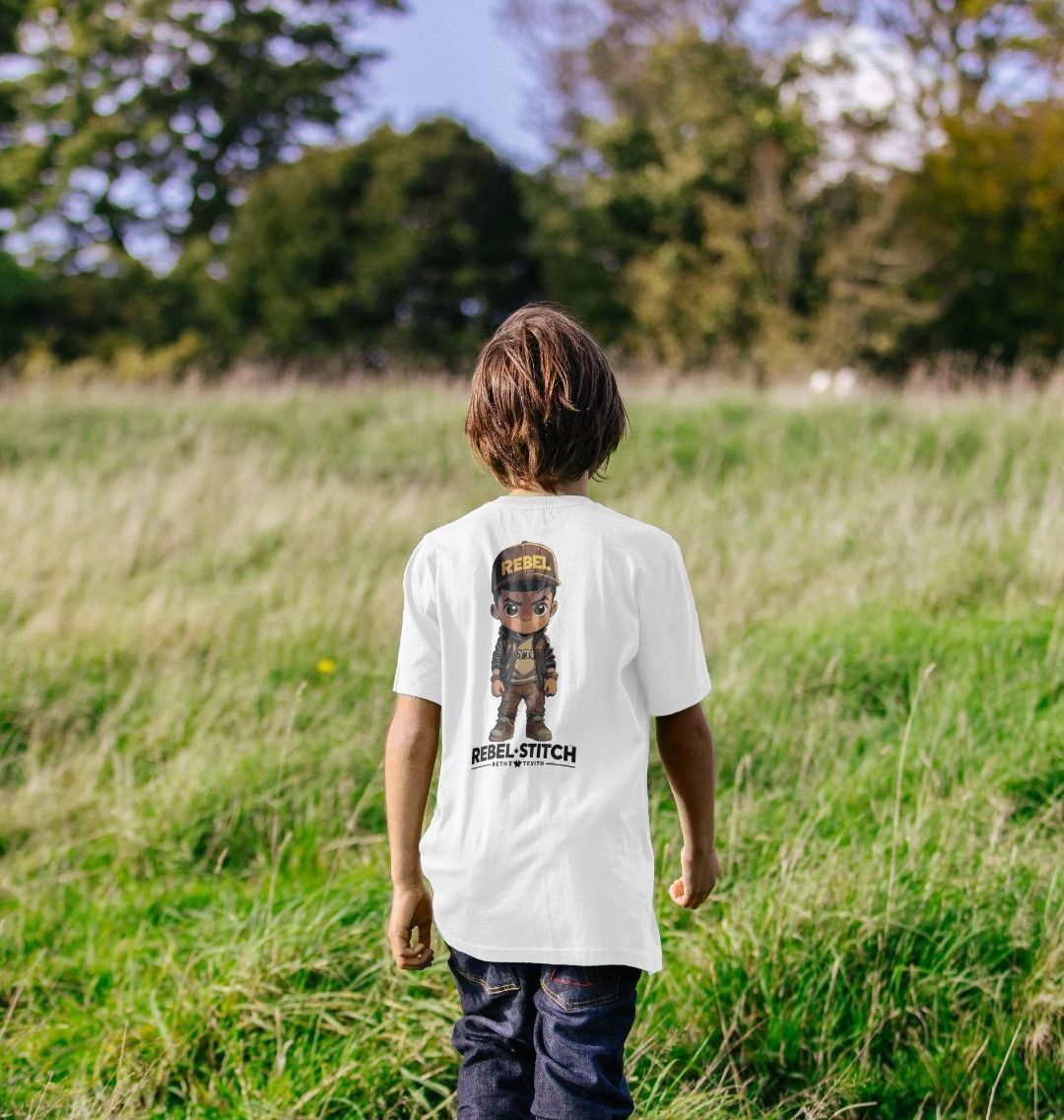 Rebel Stitch Kinder-T-Shirt aus hochwertiger Baumwolle mit kurzen Ärmeln Rebel Kids Rückendruck #1