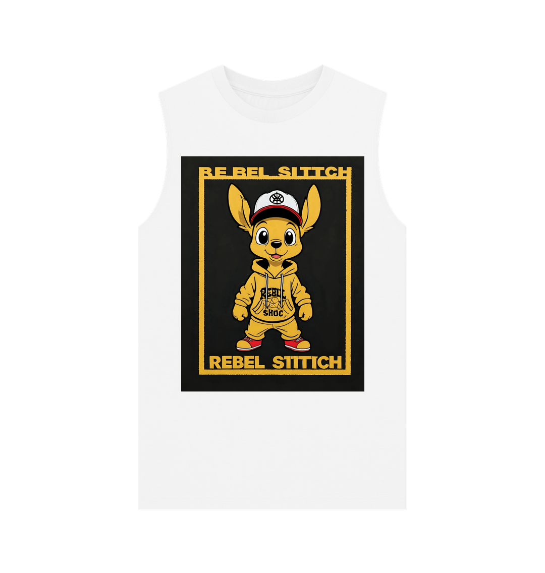 White Rebel Stitch Premium Cotton Vest Main Line Front Print #3