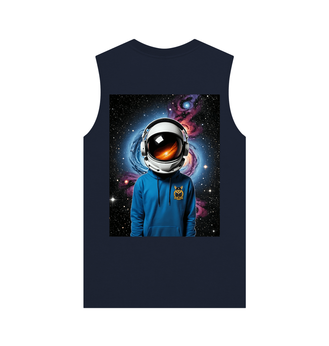 Navy Blue Rebel Stitch Premium Cotton Vest Space Edition Back Print #1