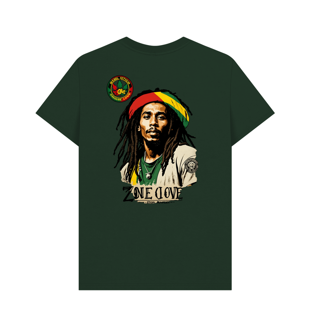 Evergreen Rebel Stitch Premium Cotton Short Sleeve T-Shirt Zion-One Love Back Print #4