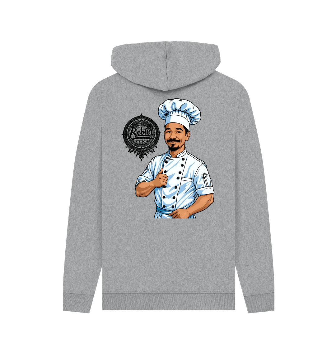 Light Heather Rebel Stitch Premium Cotton Hoodie Chef Edition Back Print #2