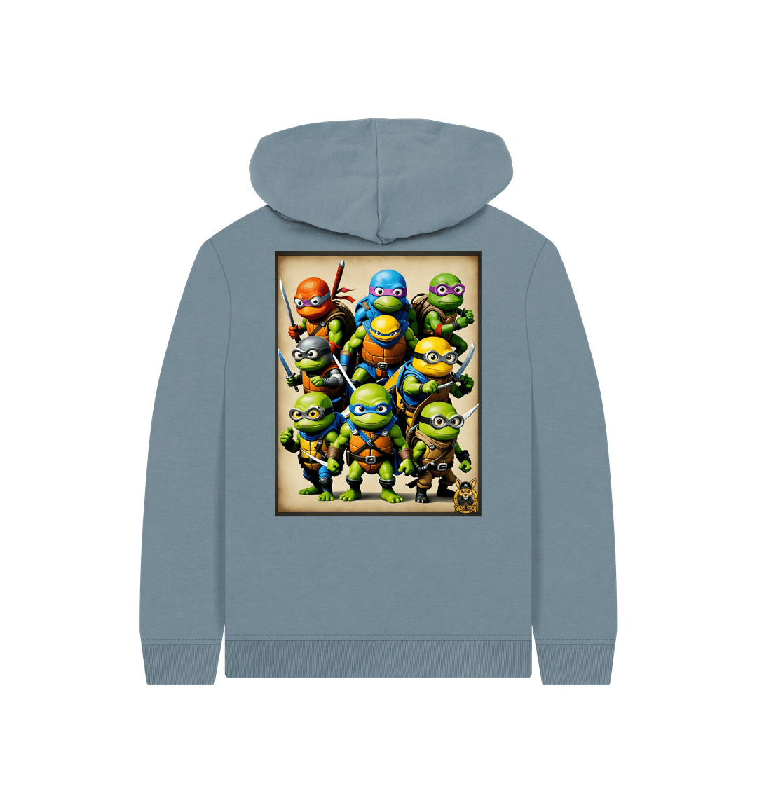 Stone Blue Rebel Stitch Premium Cotton Kids Hoodie TMNM Back Print #2