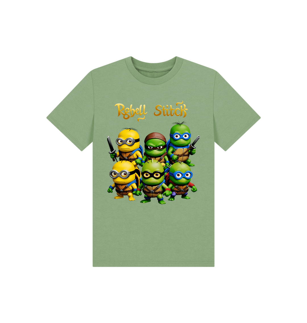 Sage Rebel Stitch Premium Cotton Short Sleeve Kids T-Shirt TMNM Front Print #1