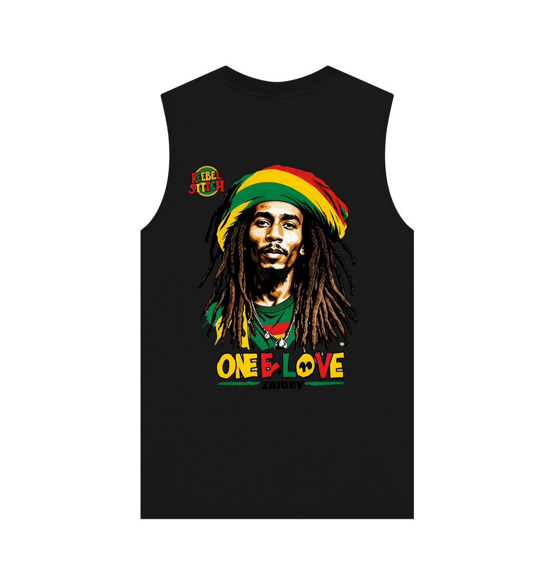 Black Rebel Stitch Premium Cotton Vest Zion-One Love Back Print #2