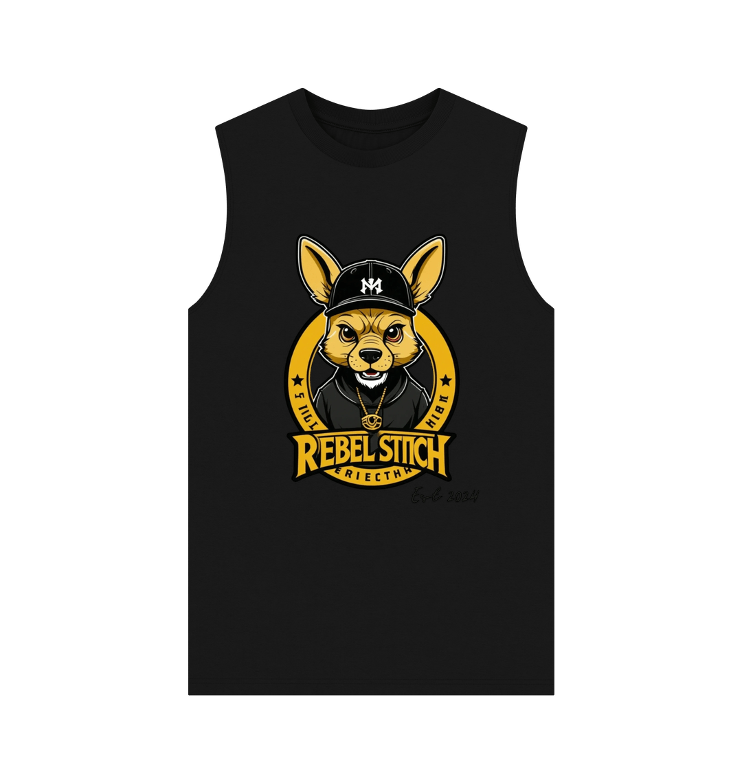 Black Rebel Stitch Premium Cotton Vest Main Line Front Print #1