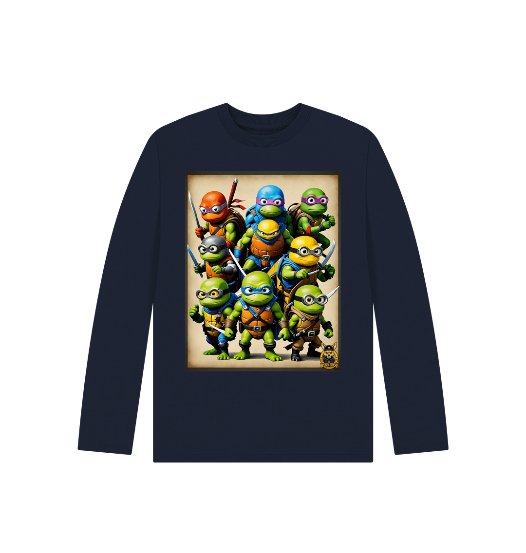 Navy Blue Rebel Stitch Premium Cotton Long Sleeve Kids T-Shirt TMNM Front Print #2