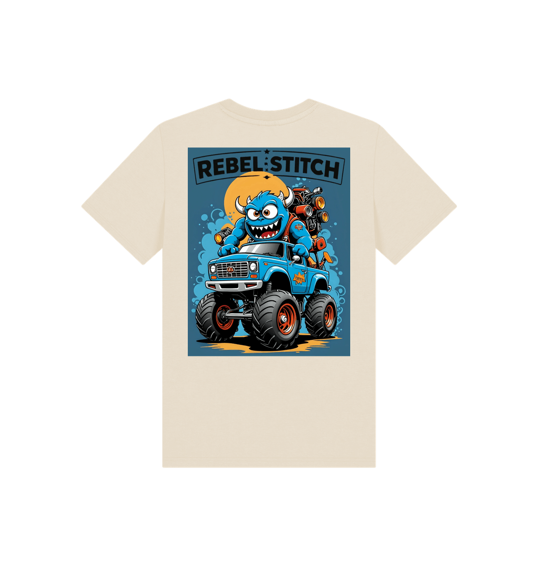 Oat Rebel Stitch Premium Cotton Short Sleeve Kids T-Shirt Monster Truck Back Print #3