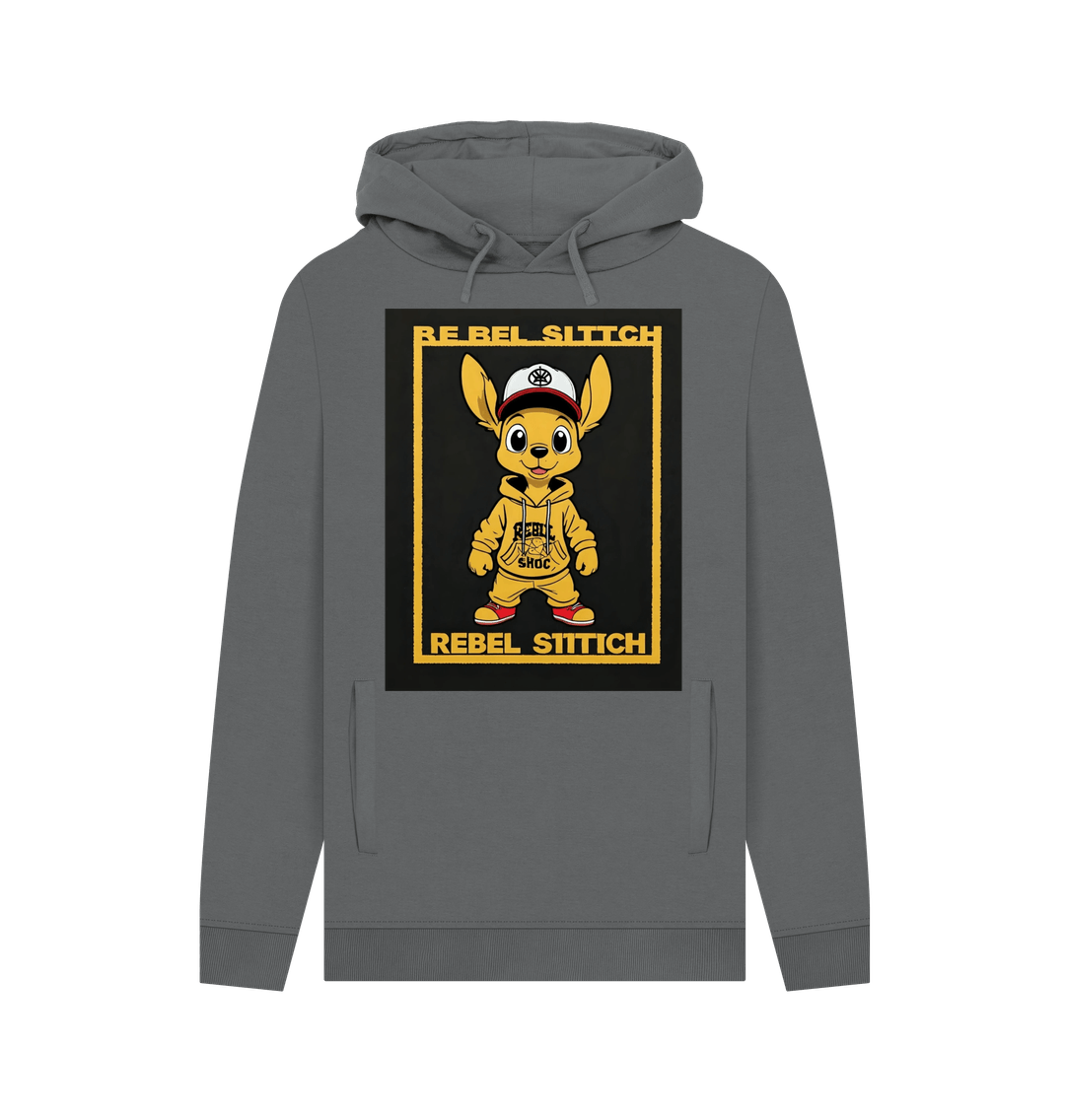 Slate Grey Rebel Stitch Premium Cotton Hoodie Main Line Front Print #3