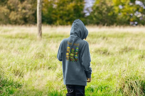 Rebel Stitch Premium Cotton Kids Hoodie TMNM Back Print #1