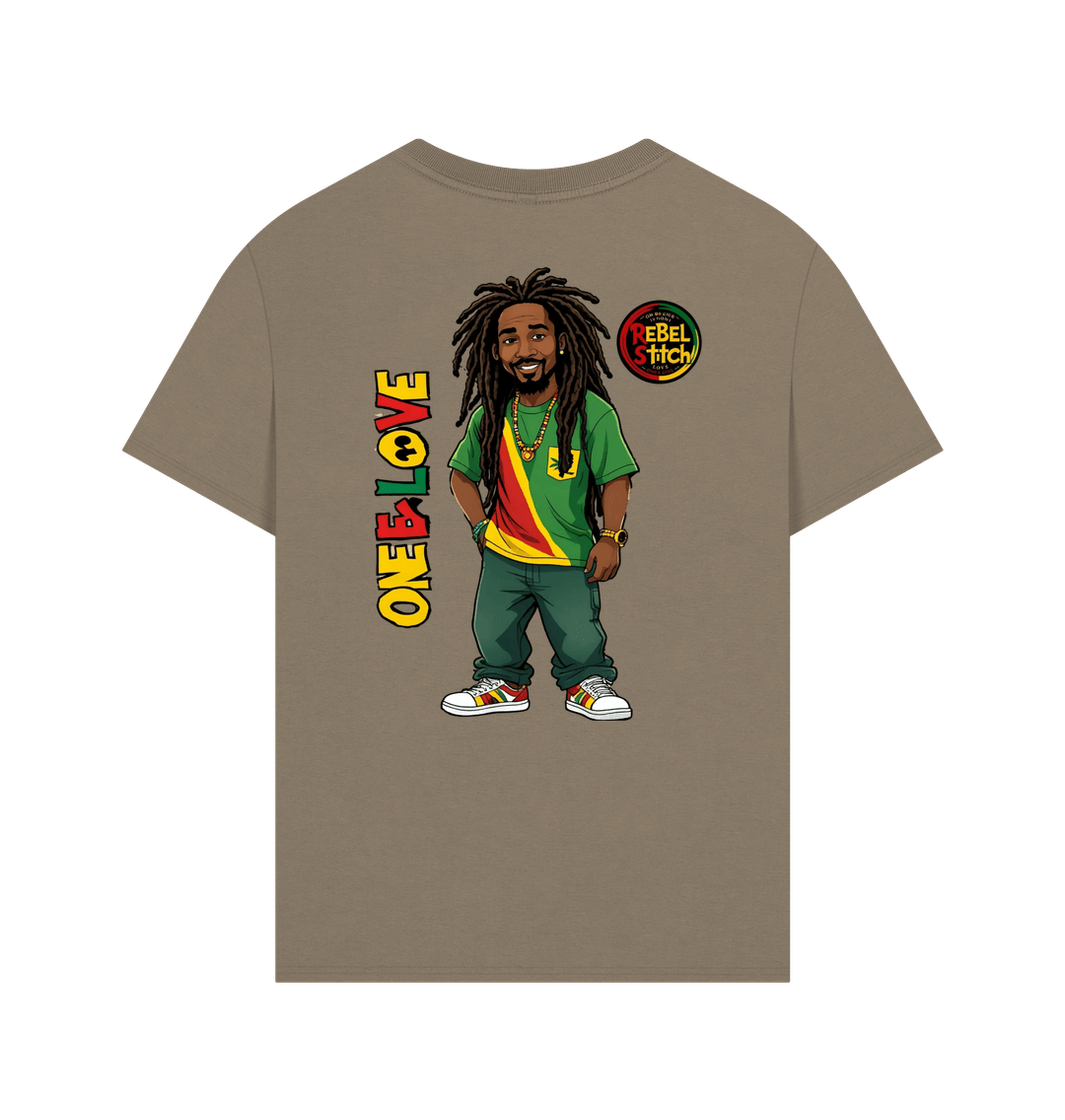 Willow Rebel Stitch Premium Cotton Oversized Short Sleeve T-Shirt Zion-One Love Back Print #1