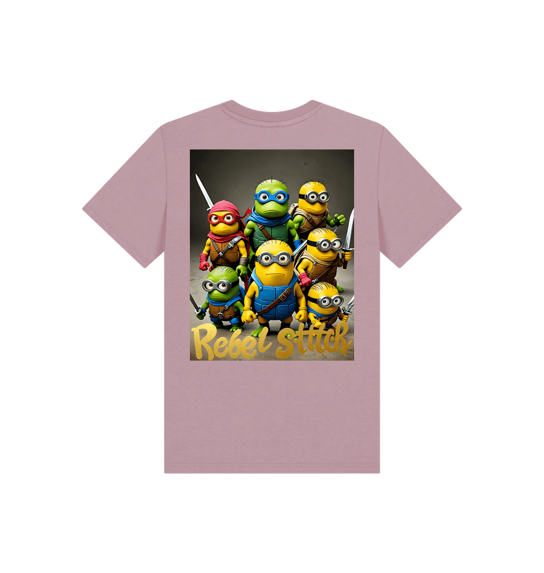 Mauve Rebel Stitch Premium Cotton Short Sleeve Kids T-Shirt TMNM Back Print #4