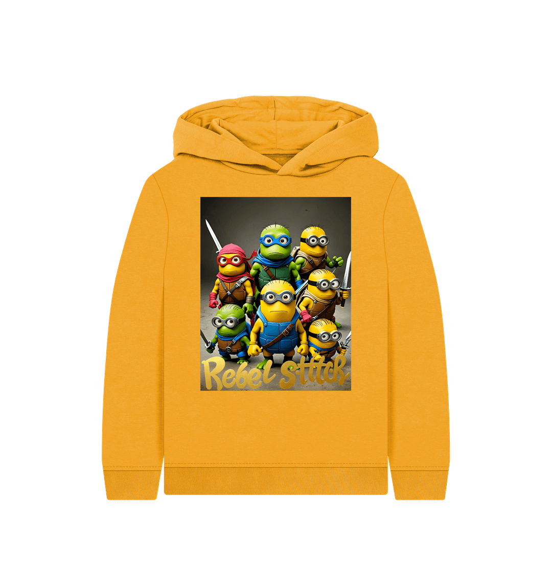 Mustard Rebel Stitch Premium Cotton Kids Hoodie TMNM Front Print #4