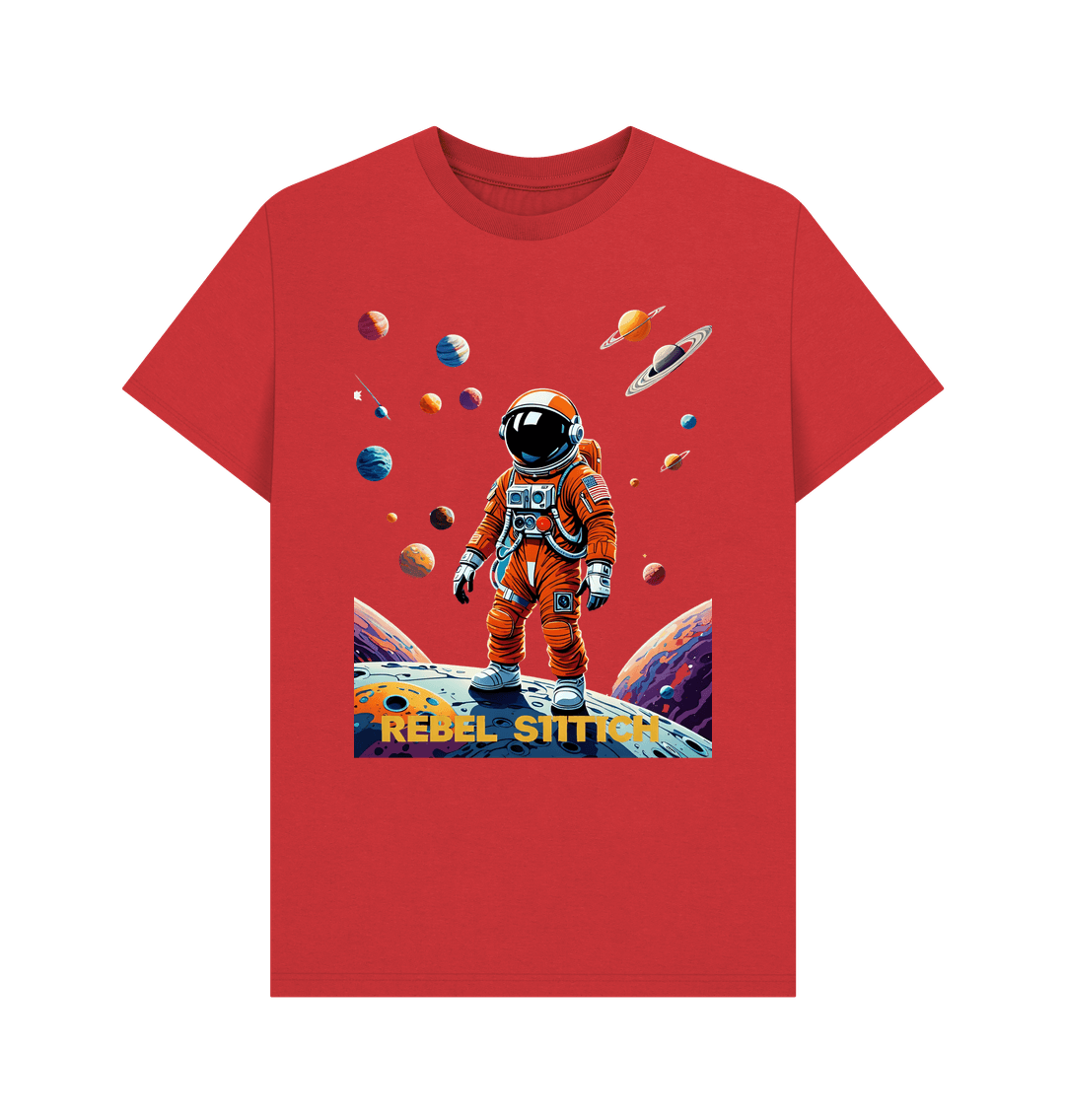 Red Rebel Stitch Premium Cotton Short Sleeve T-Shirt Space Edition Front Print #4