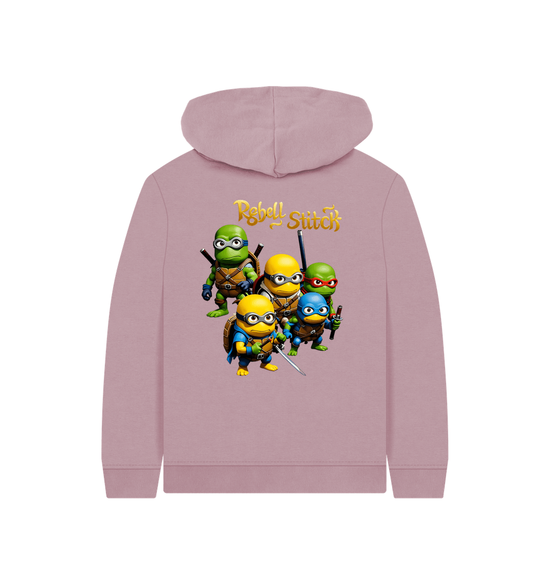 Mauve Rebel Stitch Premium Cotton Kids Hoodie TMNM Back Print #3