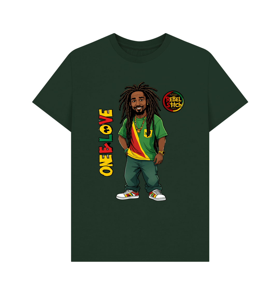 Evergreen Rebel Stitch Premium Cotton Short Sleeve T-Shirt Zion-One Love Front Print #1