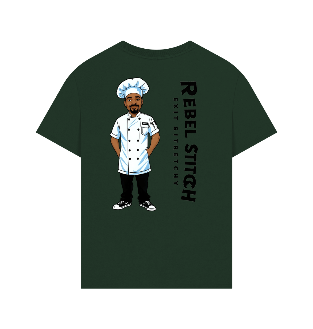 Evergreen Rebel Stitch Premium Cotton Oversized Short Sleeve T-Shirt Chef Edition Back Print #1