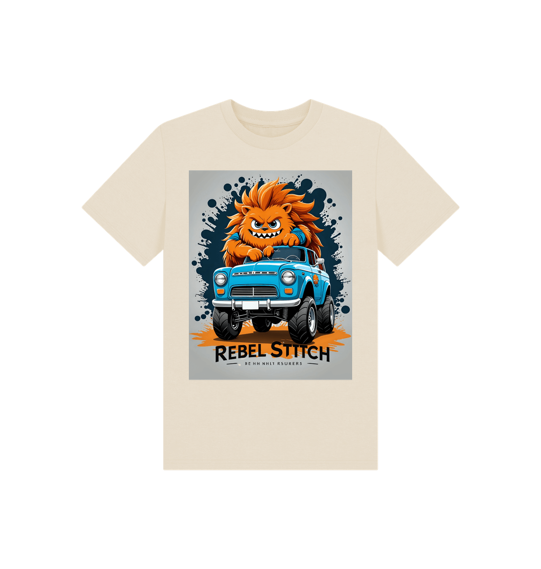 Oat Rebel Stitch Premium Cotton Short Sleeve Kids T-Shirt Monster Truck Front Print #2