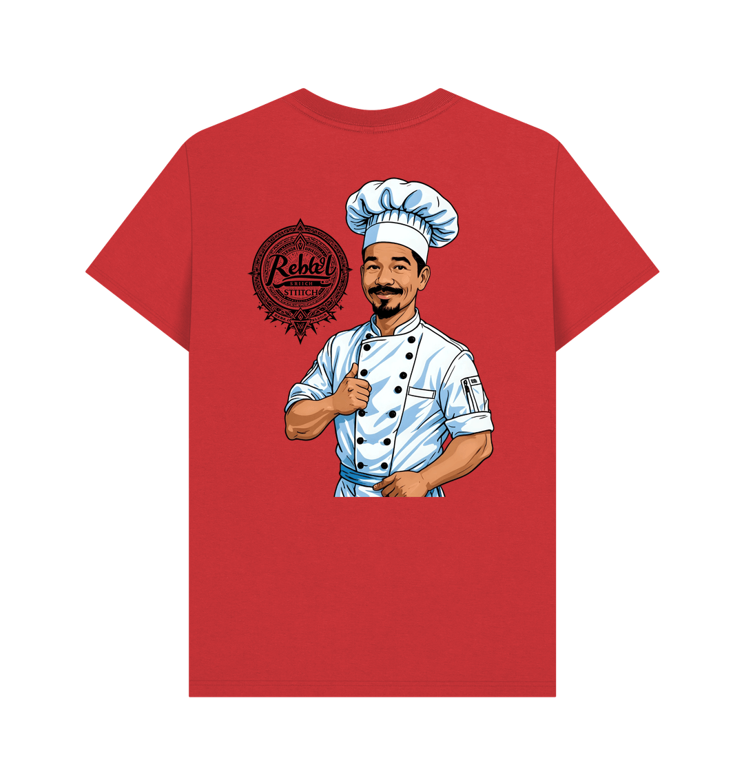 Red Rebel Stitch Premium Cotton Short Sleeve T-Shirt Chef Edition Back Print #2