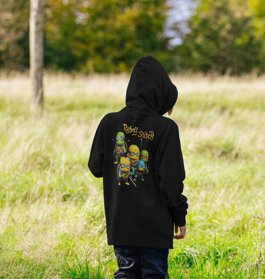 Rebel Stitch Premium Cotton Kids Hoodie TMNM Back Print #3