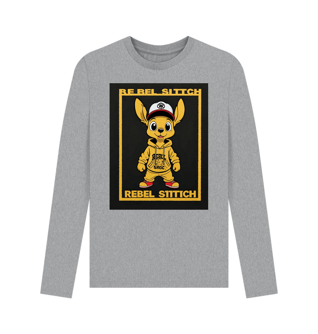 Athletic Grey Rebel Stitch Premium Cotton Long Sleeve T-Shirt Main Line  Front Print #3