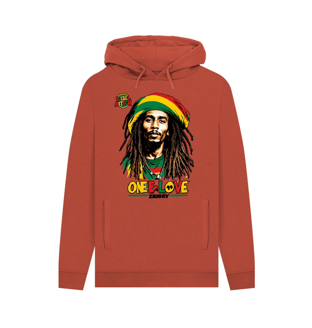 Rust Rebel Stitch Premium Cotton Hoodie Zion-One Love Front Print #2