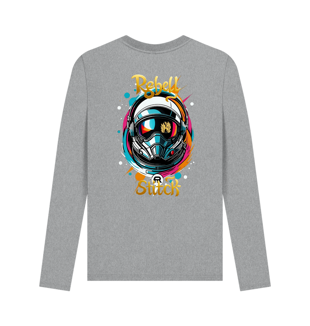 Athletic Grey Rebel Stitch Premium Cotton Long Sleeve T-Shirt Space Edition Back Print #2