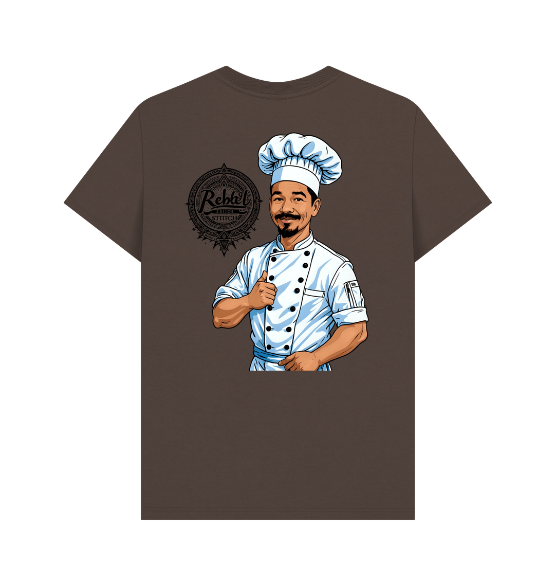 Chocolate Rebel Stitch Premium Cotton Short Sleeve T-Shirt Chef Edition Back Print #2