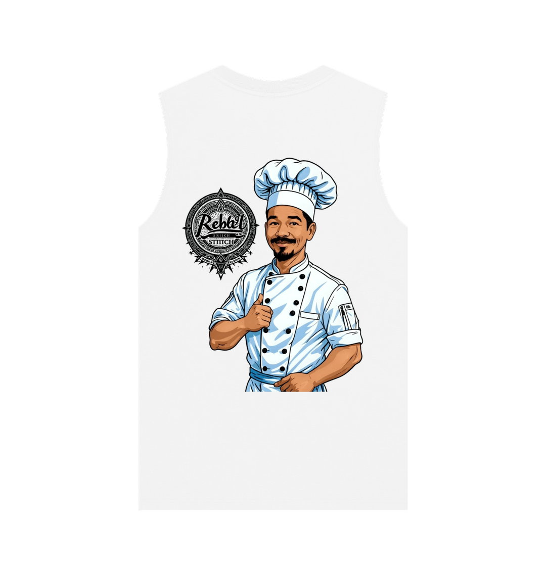 White Rebel Stitch Premium Cotton Vest Chef Edition Back Print #2