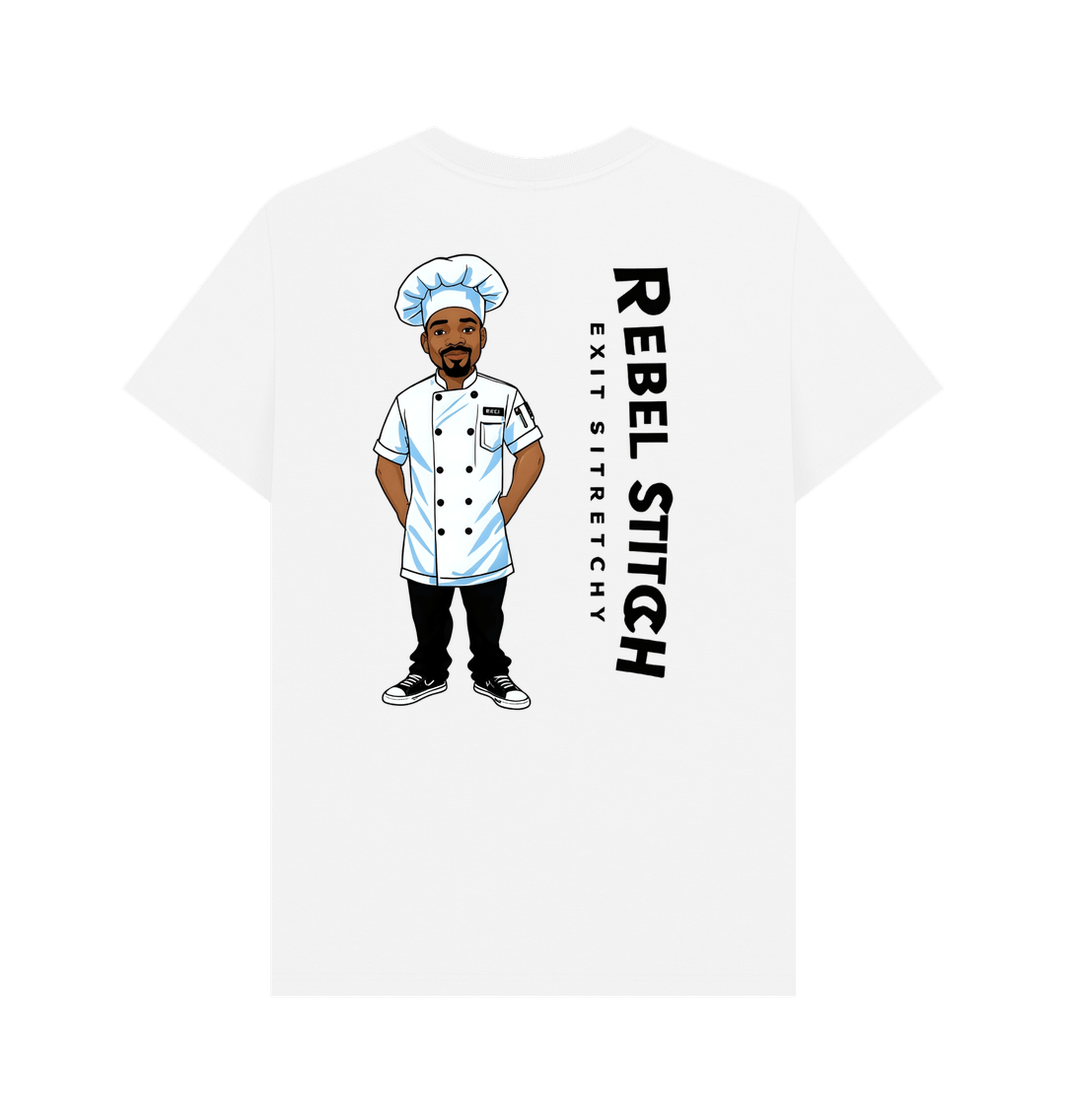 White Rebel Stitch Premium Cotton Short Sleeve T-Shirt Chef Edition Back Print #1