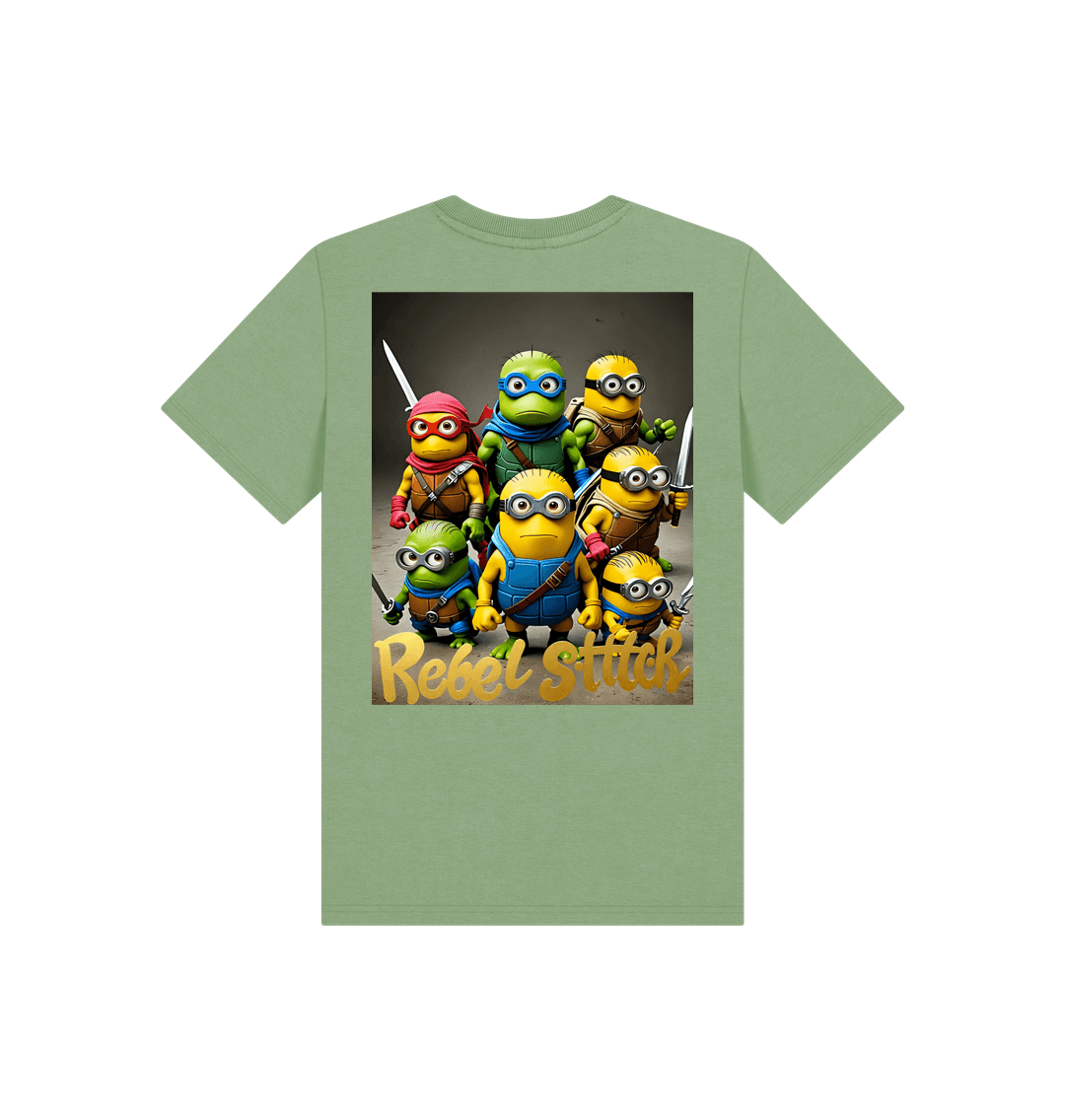 Sage Rebel Stitch Premium Cotton Short Sleeve Kids T-Shirt TMNM Back Print #4