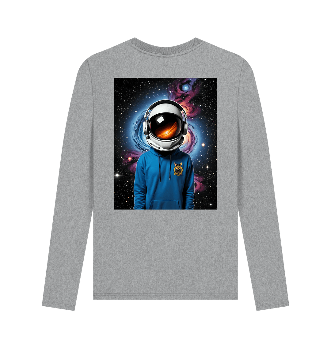 Athletic Grey Rebel Stitch Premium Cotton Long Sleeve T-Shirt Space Edition Back Print #1