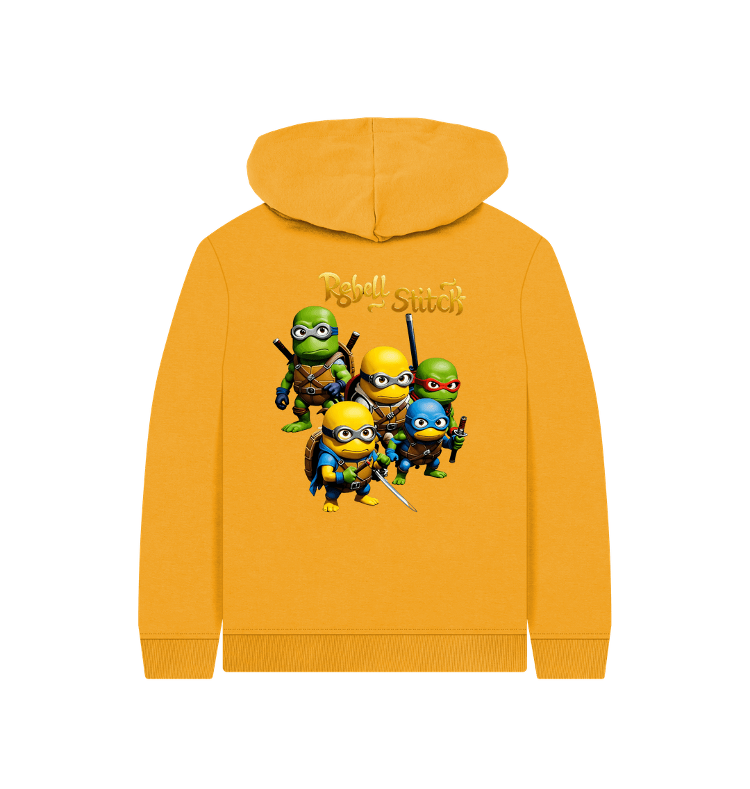 Mustard Rebel Stitch Premium Cotton Kids Hoodie TMNM Back Print #3