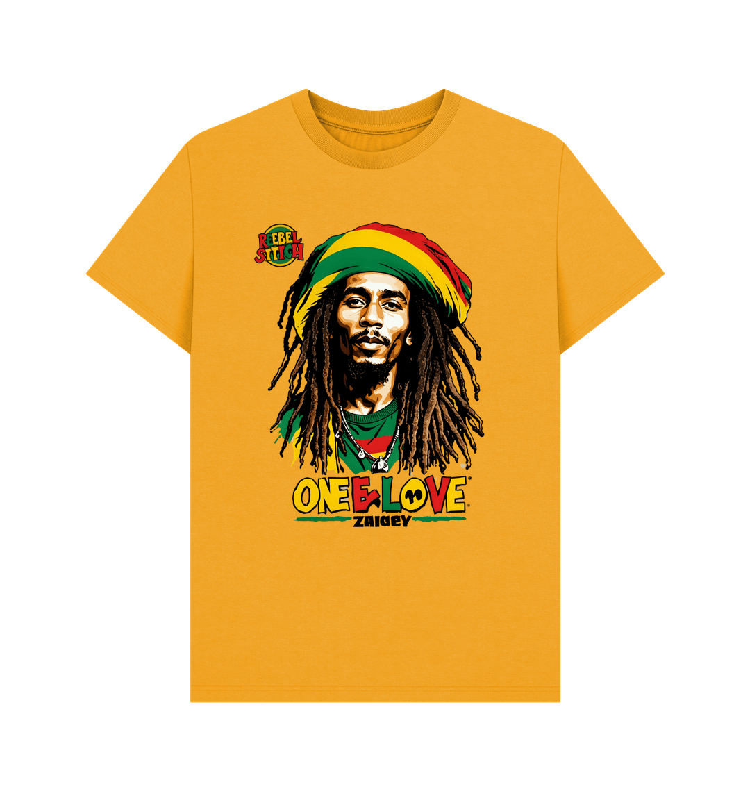 Mustard Rebel Stitch Premium Cotton Short Sleeve T-Shirt Zion-One Love Front Print #2