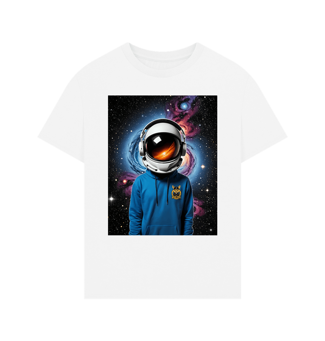 White Rebel Stitch Premium Cotton Oversized Short Sleeve T-Shirt Space Edition Front Print #1