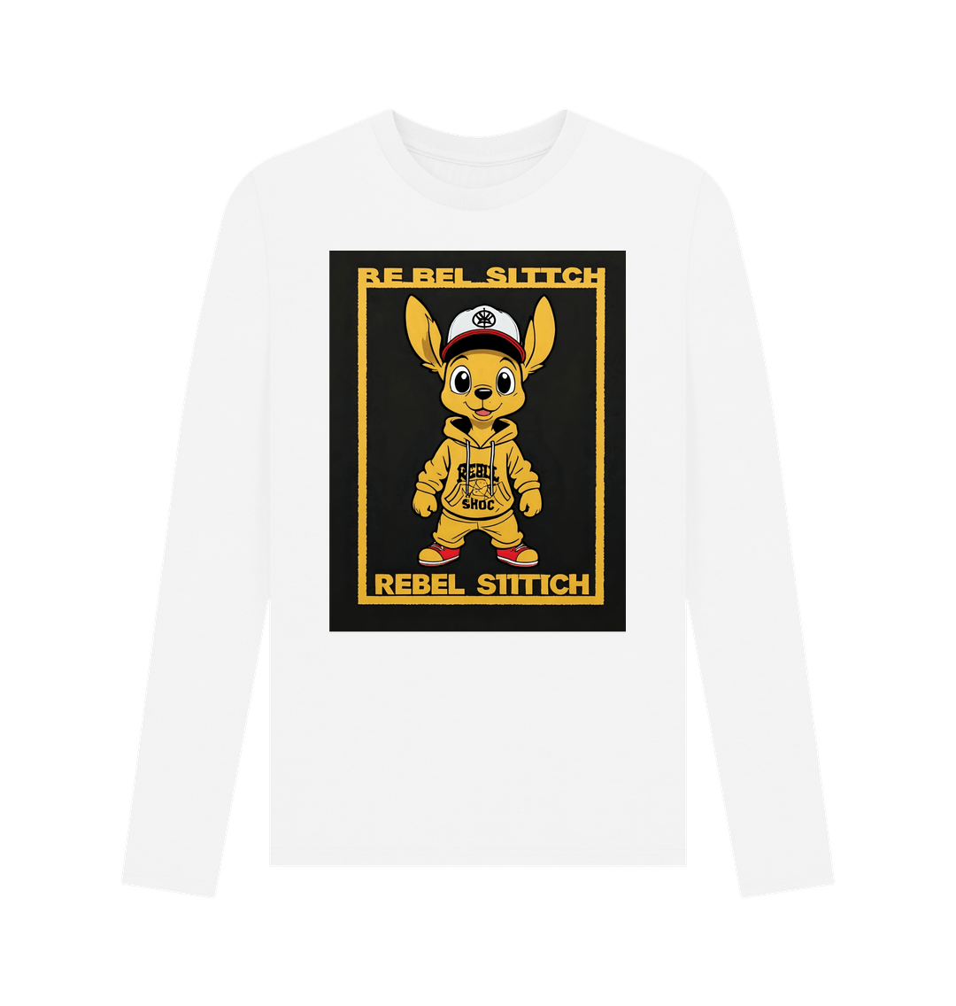 White Rebel Stitch Premium Cotton Long Sleeve T-Shirt Main Line  Front Print #3