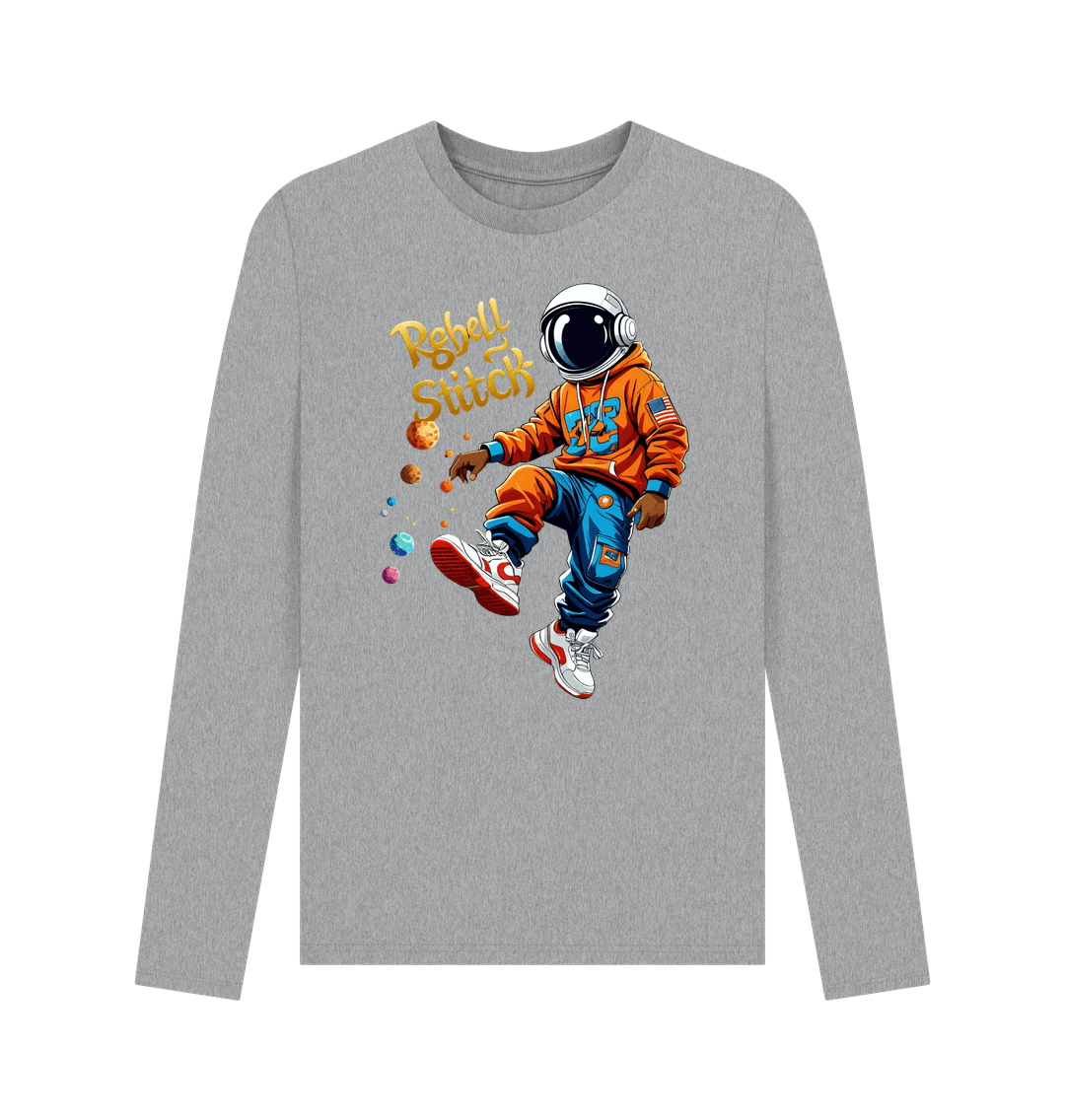 Athletic Grey Rebel Stitch Premium Cotton Long Sleeve T-Shirt Space Edition Front Print #3